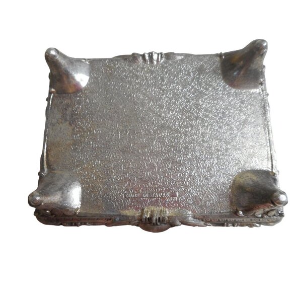 Vintage Ornate Metal silver plated Trinket, storage, jewelry box Japan - Picture 7 of 9